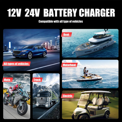 FOXSUR 25A 12V/24V Portable High-Power Car Ship Motorcycle Charger, US Plug, EU Plug, UK Plug, AU Plug, JP Plug