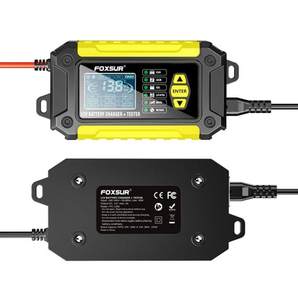 FOXSUR Cars Motorcycles 12V Lithium Cattery Charger With Battery Detection, US Plug, EU Plug, UK Plug, AU Plug