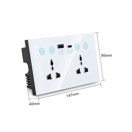 Graffiti Smart Socket With Switch USB+Type-C Dual Port Remote Control Socket, UK Plug, Wifi White, Wifi Black, ZigBee White, ZigBee Black