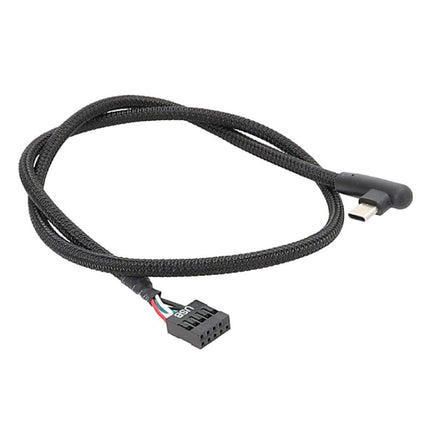 Motherboard USB 9Pin To Type-C Elbow Data Cable Braided Network Cable, 60cm Elbow