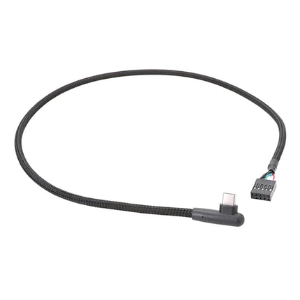 Motherboard USB 9Pin To Type-C Elbow Data Cable Braided Network Cable, 60cm Elbow