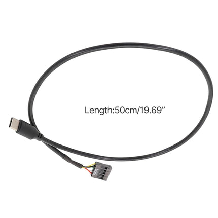 Motherboard USB 9Pin To Type-C Straight Data Double Shielded Cable, 50cm Straight