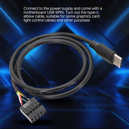 Motherboard USB 9Pin To Type-C Straight Data Double Shielded Cable, 50cm Straight