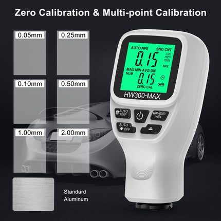 HW300-MAX Coating Thickness Gauge Anti-skid Paint Film Tester, White, Black