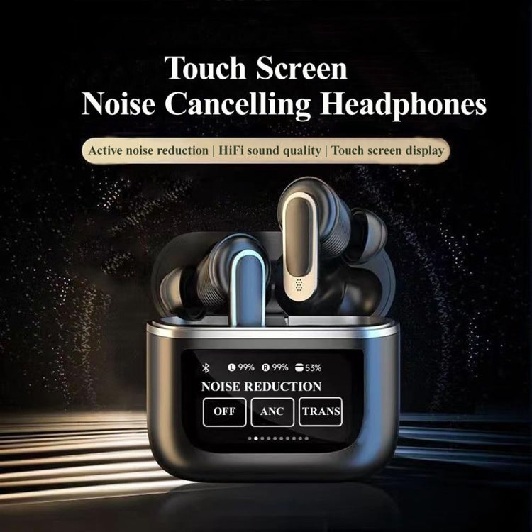 V8 Smart Color Screen Touch ANC Active Noise Reduction Wireless Bluetooth Earphones