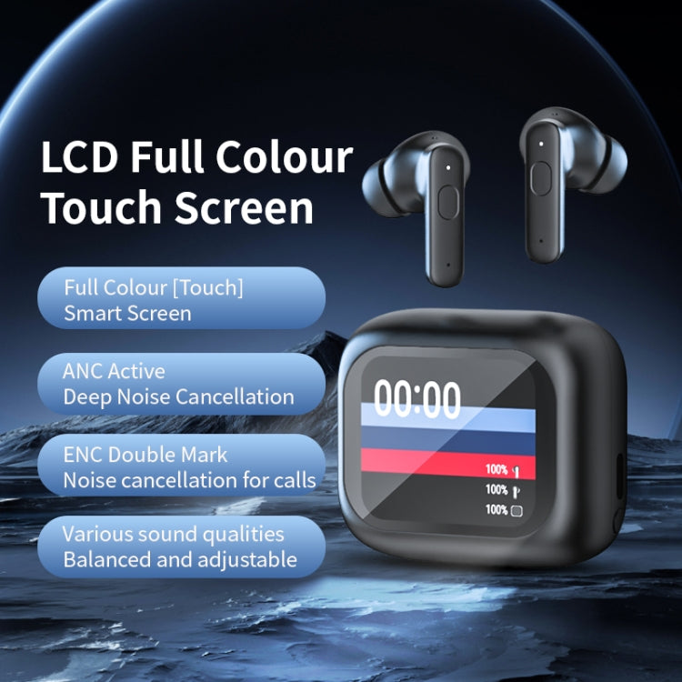 LY30 Full-color Touch Screen ANC+ENC Noise Reduction Wireless Bluetooth Earphones