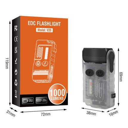 V20 Portable Keychain Light Rechargeable Bright Mini Flashlight