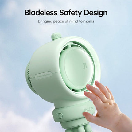 JisuLife Stroller Fan Life2S High Speed Energy Saving Stroller Mini Fan Octopus Bladeless Swingable Head Air Purifying Fan, Life2S