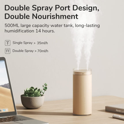 JisuLife HU16 Desktop Dual Mist Ports Humidifier, Brown Rechargeable, White Rechargeable, White Plug-in, Brown Plug-in