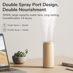 JisuLife HU16 Desktop Dual Mist Ports Humidifier, Brown Rechargeable, White Rechargeable, White Plug-in, Brown Plug-in