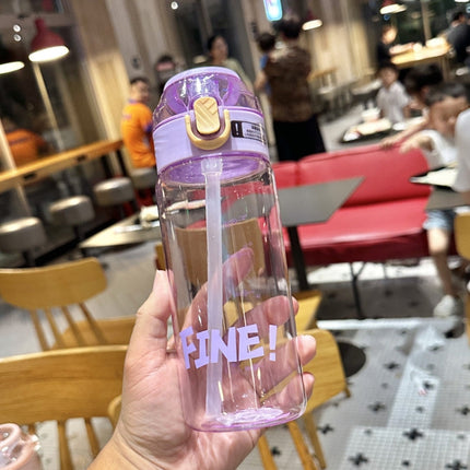 Student Portable Bouncing Straw Large Capacity Drop Resistant Plastic Cups, 550ml Green, 550ml White, 550ml Purple, 650ml Green, 650ml White, 650ml Purple, 800ml Green, 800ml White, 800ml Purple
