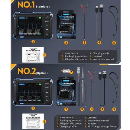FNIRSI 2 In 1 Mini Portable Digital Oscilloscope Signal Generator, Standard, Upgrade