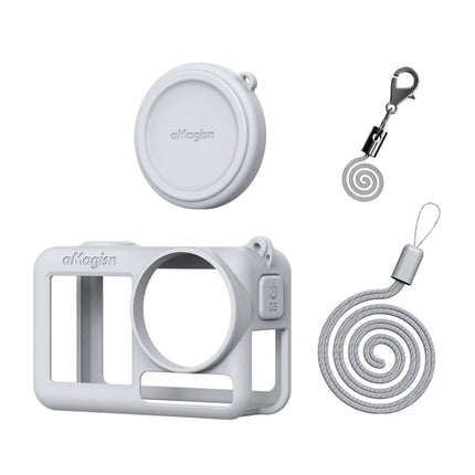 For DJI Osmo Action 5 Pro aMagisn Silicone Protective Case with Lanyard and Lens Cap