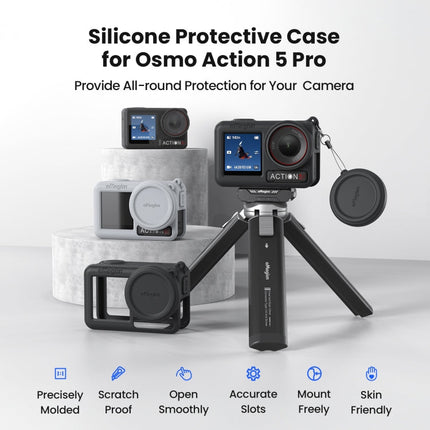 For DJI Osmo Action 5 Pro aMagisn Silicone Protective Case with Lanyard and Lens Cap