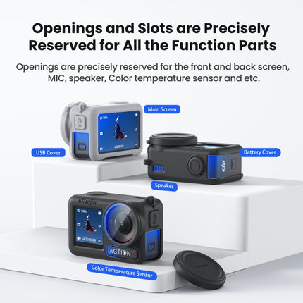 For DJI Osmo Action 5 Pro aMagisn Silicone Protective Case with Lanyard and Lens Cap