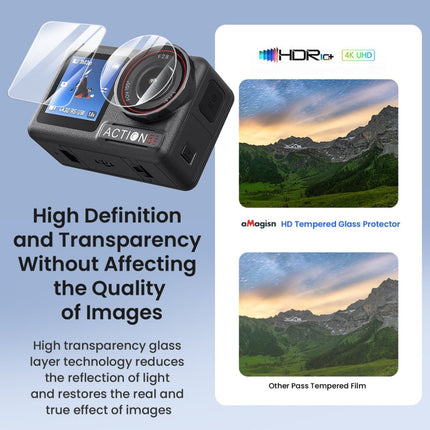 For DJI Osmo Action 5 Pro aMagisn 9H Hardness Tempered Glass Set