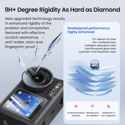For DJI Osmo Action 5 Pro aMagisn 9H Hardness Tempered Glass Set