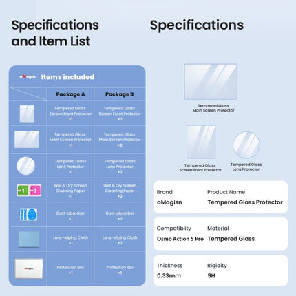 For DJI Osmo Action 5 Pro aMagisn 9H Hardness Tempered Glass Set