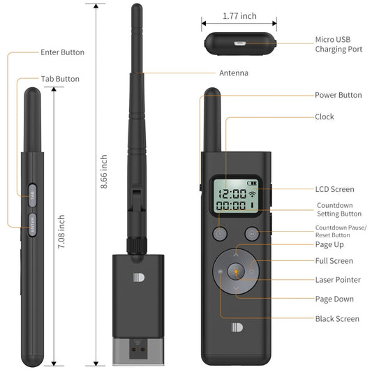 Doosl DSIT037 300m Long Distance Laser Remote Control Green Light Page Turner, DSIT037