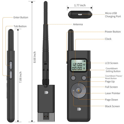 Doosl DSIT037 300m Long Distance Laser Remote Control Green Light Page Turner, DSIT037