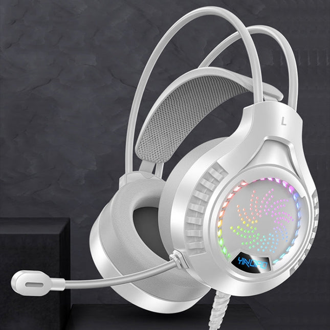 YINDIAO Q7 Colorful Light Computer Wired Headset USB Gaming Headset, Dual 3.5mm + USB Black, Dual 3.5mm + USB White, Dual 3.5mm + USB Pink, USB7.1 Sound Card White, USB7.1 Sound Card Pink