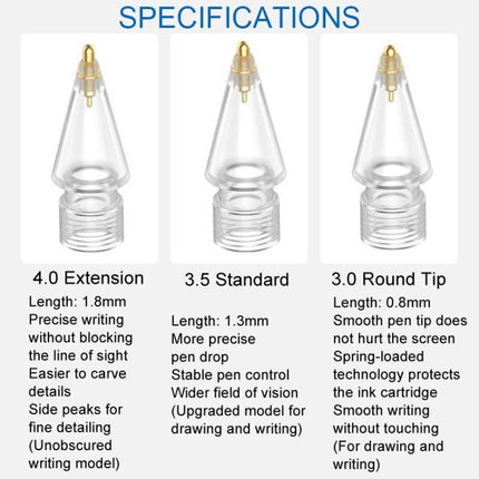 For Apple Pencil Series Replacement Nibs Modified Nibs, 3.5 Standard White Shell Silver Tip, 3.0 Round Head White Shell Silver Tip, 4.0 Extended White Shell Gold Tip, 4.0 Extended Transparent Shell Gold Tip, 3.5 Standard Transparent Shell Gold Tip     ...