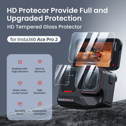 For Insta360 Ace Pro 2 aMagisn Tempered Glass Screen Protector, 1 Set, 2 Sets