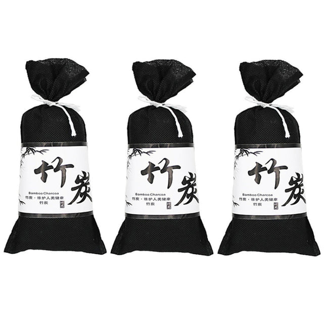 3Bags Bamboo Charcoal Air Purifying Bag For Refrigerators Wardrobes Car Formaldehyde Odor Removal Pack