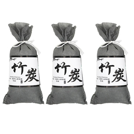 3Bags Bamboo Charcoal Air Purifying Bag For Refrigerators Wardrobes Car Formaldehyde Odor Removal Pack