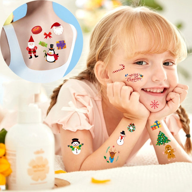 Colorful Christmas Tattoo Stickers Waterproof Holiday Party Children Disposable Tattoo Stickers, 10pcs /Set