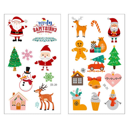 Colorful Christmas Tattoo Stickers Waterproof Holiday Party Children Disposable Tattoo Stickers, 10pcs /Set