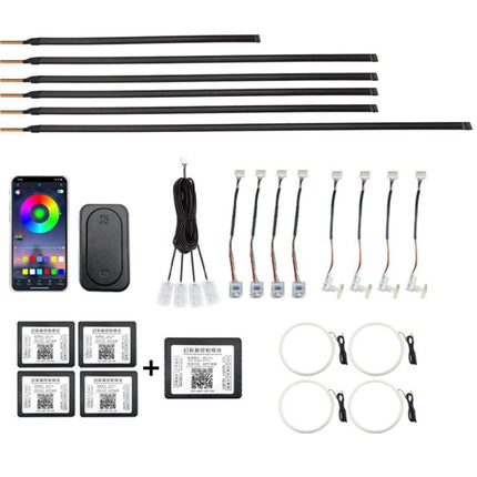 Car Hidden Acrylic LED Colorful Decorative Atmosphere Light Strip, 6 in 1, 10 in 1, 14 in 1, 18 in 1, 22 in 1