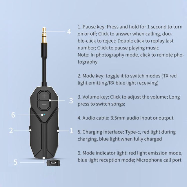 2 In 1 Aux Car Bluetooth 5.4 Audio Receiver Transmitter, M126