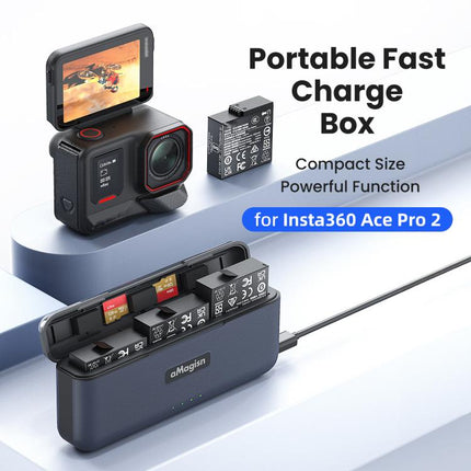 For Insta360 Ace Pro 2 Battery aMagisn Fast Charging Box Charger Storage Compartment