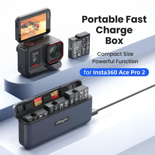 For Insta360 Ace Pro 2 Battery aMagisn Fast Charging Box Charger Storage Compartment