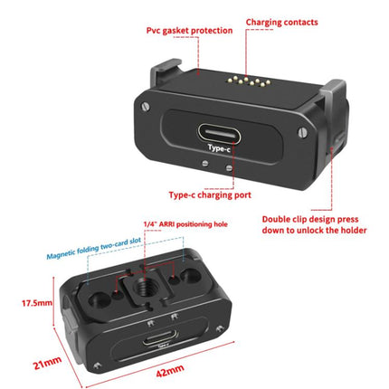 For DJI Osmo Action 2 Camera Magnetic Charging Base with 1/4 Inch & Arri Hole