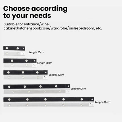 Rechargeable Motion Sensor Light Bar Cabinet Wardrobe Lamp With Remote Control, 20cm, 30cm, 40cm, 60cm, 80cm