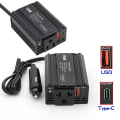 150W PD20W QC3.0 Fast Charging Car Inverter Car Cigarette Lighter Power Supply Adapter