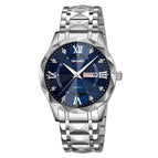 Men Silver Case Blue Dial