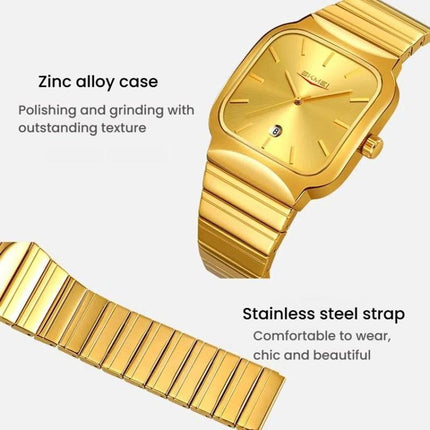 SKMEI 9361 Steel Strap Textured Dial Watch Business Casual Square Quartz Watch