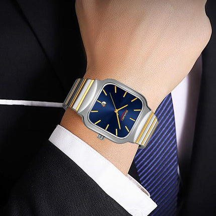 SKMEI 9361 Steel Strap Textured Dial Watch Business Casual Square Quartz Watch