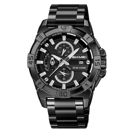 SKMEI 2399 Three-eye Six-pin Steel Band Quartz Watch Men Business Casual Watch