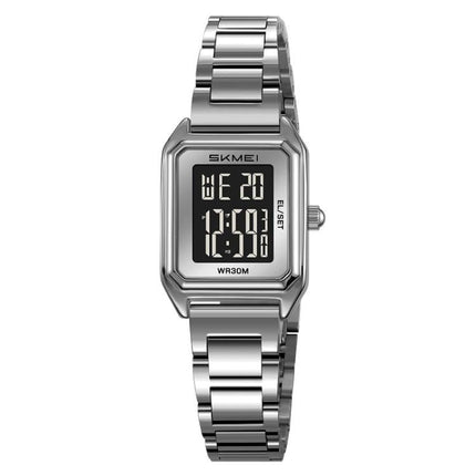SKMEI 2493 Small Women Electronic Watch Square Steel Strap Watch