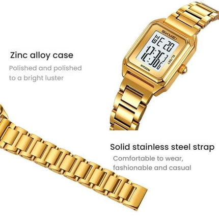 SKMEI 2493 Small Women Electronic Watch Square Steel Strap Watch