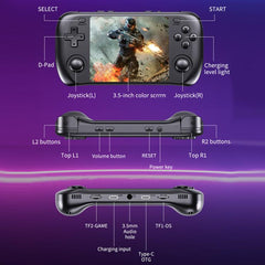 H36S 3.5 Inch IPS HD Screen Retro PSP Game Console Linux System GBA Handheld Video Game Console, 64G, 128G