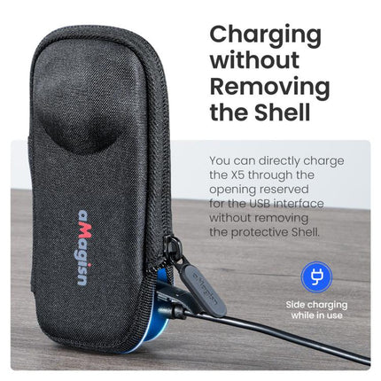 For Insta360 X5 Camera aMagisn Storage Bag Hard Shell Protective Case with Carabiner Clip, Storage Bag