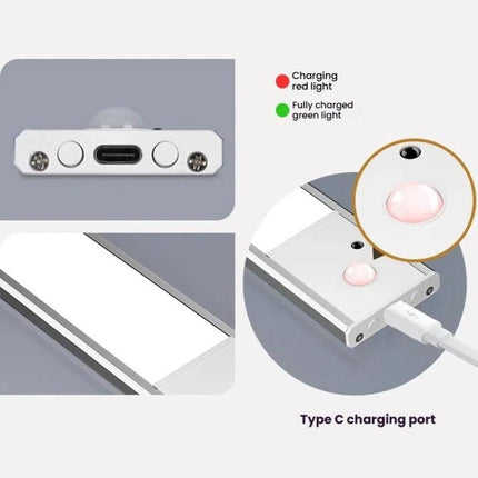 Rechargeable Motion Sensor Light Bar Cabinet Wardrobe Lamp With Remote Control, 20cm Silver, 40cm Silver, 60cm Silver, 80cm Silver, 20cm Black, 40cm Black, 60cm Black, 80cm Black