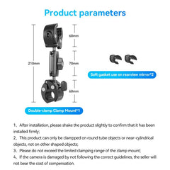 TELESIN Camera Double Clip Crab Clamp 360 Rotating Motorcycle Bicycle Handlebar Mount, Double Clip