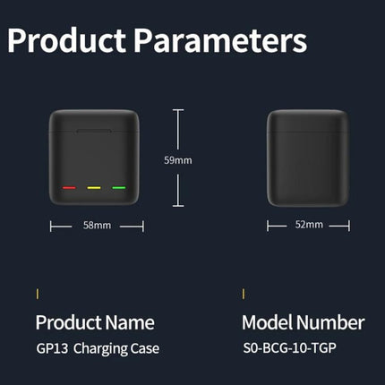 For GoPro HERO13 Black TELESIN 3 Slots Charging Case Compact Storage Box