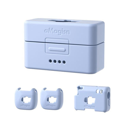 For DJI Mic Mini aMagisn MP01 Silicone Protective Case, 3 In 1 Black, 3 In 1 Gray, 3 In 1 Pink, 3 In 1 Purple, 3 In 1 Blue, 4 In 1 Black, 4 In 1 Gray, 4 In 1 Blue